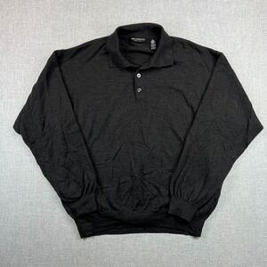 Vintage Y2K Paolo Mondo Merino Wool Polo Sweater Men XL Gray Luxury Italy